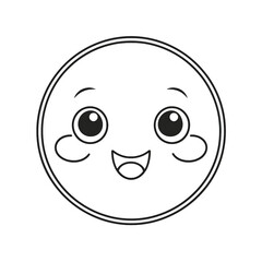 Fototapeta premium Linear emoji with happy face on transparent png background