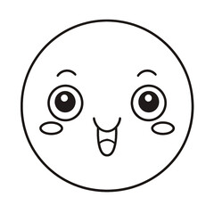 Fototapeta premium Linear emoji with happy face on transparent png background