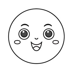 Fototapeta premium Linear emoji with happy face on transparent png background