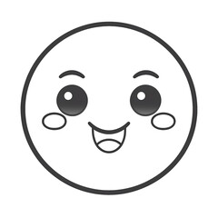 Fototapeta premium Linear emoji with happy face on transparent png background