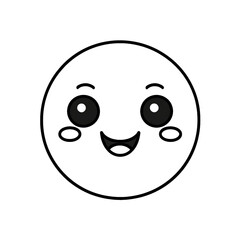 Fototapeta premium Linear emoji with happy face on transparent png background