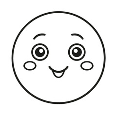 Fototapeta premium Linear emoji with happy face on transparent png background