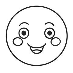 Fototapeta premium Linear emoji with happy face on transparent png background