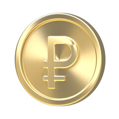 Obraz premium Gold coin with Russia currency symbol