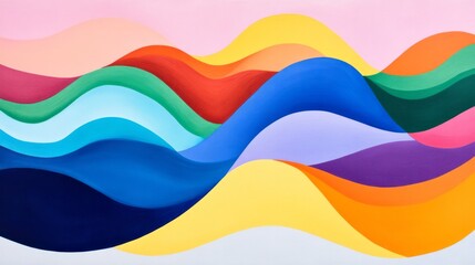 Colorful smooth wavy layers create a visually appealing abstract landscape