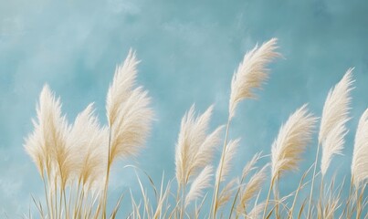 Obraz premium Beautiful pampas grass, with white and golden colors, Generative AI