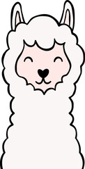 Cute Face Alpaca Llama Character Cartoon Valentine Element