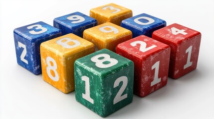 3d transparent 123 number blocks digits cubes for education learning toy isolated