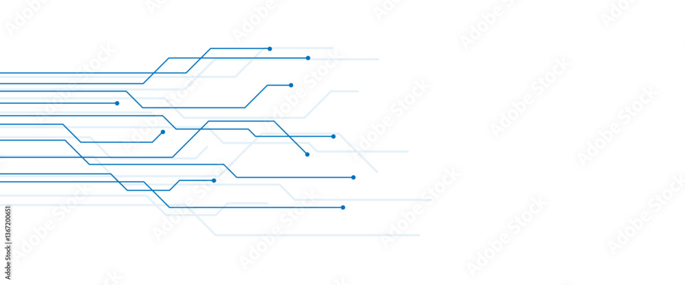 Poster abstract blue and white technology communication dots and lines background.