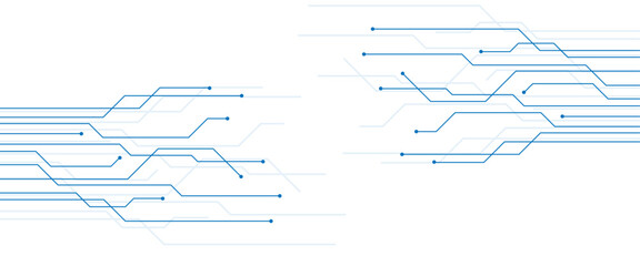 Abstract blue and white technology communication dots and lines background.