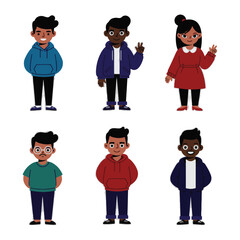 Cartoon People Character Design with Male Female Outfits