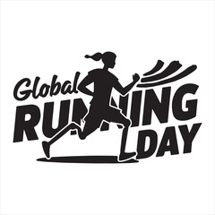 Global Running Day Vector Illustration,Running Athlete Minimalist Design,Inclusive Runner with Prosthetic Legs,Sports and Fitness Running Concept,Dynamic Runner Silhouette Art