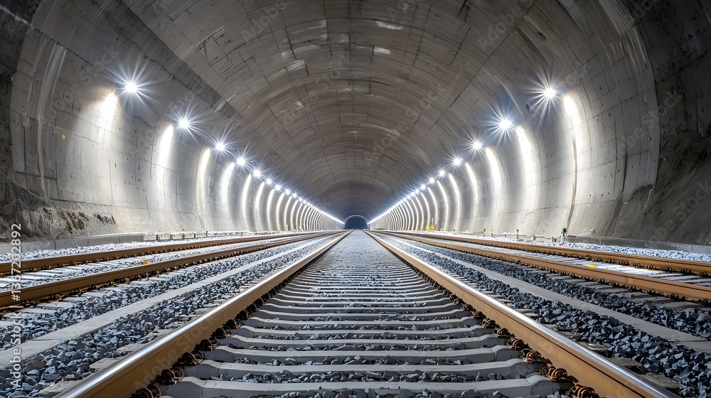 Aufkleber illuminated underground railway tunnel with soft white led lighting creating a modern minimalist and