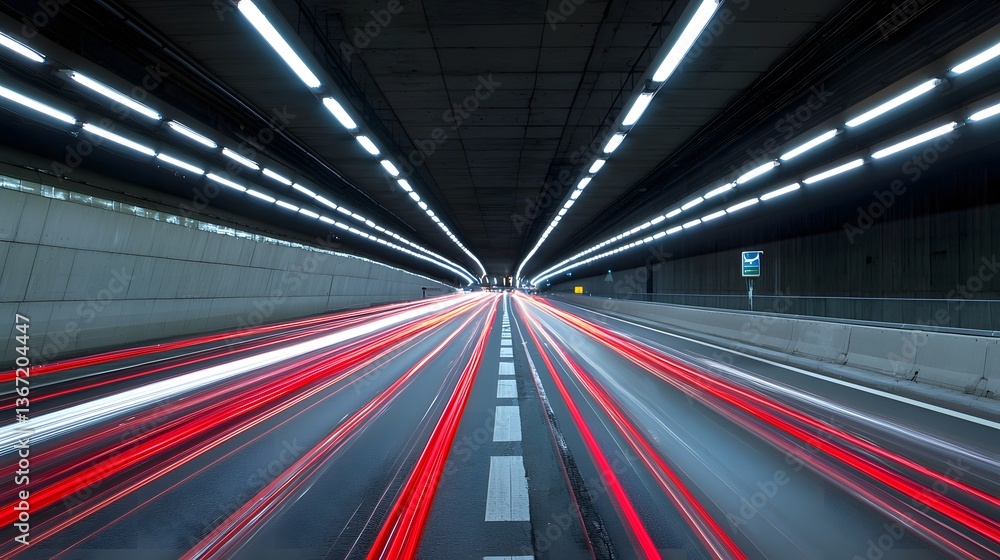 Poster vibrant light trails from passing vehicles create a stunning abstract pattern in this nighttime high