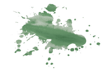 green brush paint stain isolated on transparent background