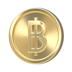Gold coin with Thailand currency symbol