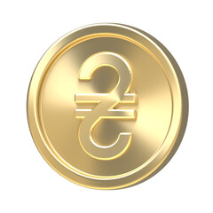Gold coin with Ukraine currency symbol