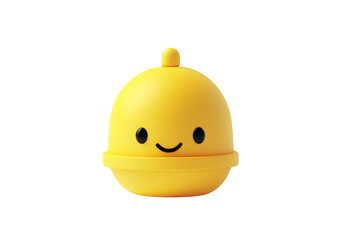 3D cartoon-style icon of a yellow bell on a white background, transparent PNG