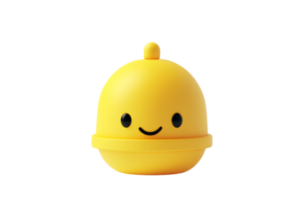 3D cartoon-style icon of a yellow bell on a white background, transparent PNG