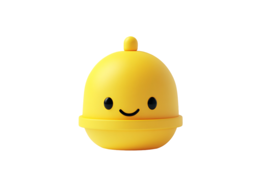 3D cartoon-style icon of a yellow bell on a white background, transparent PNG