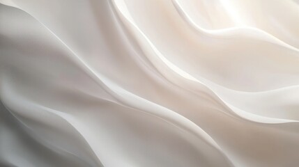 Obraz premium Soft White Satin Fabric with Gentle Waves and Light Reflections Creating a Calm and Serene Atmosphere for Background or Textured Design
