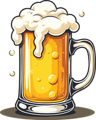 Illustration Of A Big Frothy Mug of Beer Flat Illustration