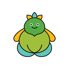 a cute outline belly flower mascot on white-background .eps