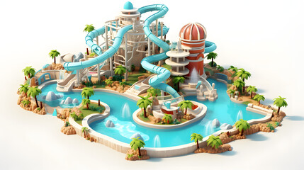 Fototapeta premium Water Park building isometric 3D