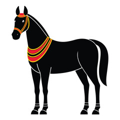 Obraz premium Elegant Wedding Horse Silhouette Classic Indian Theme