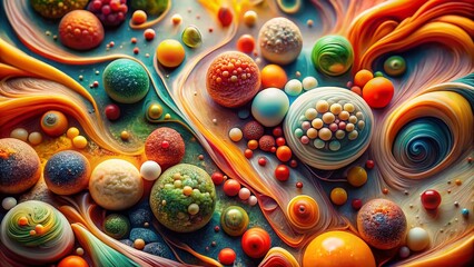 Fototapeta premium Abstract Chemistry Food Photography: Colorful Molecular Gastronomy