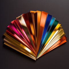 Open color guide book with colorful pages for learning and design