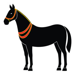 Black Silhouette of an Indian Wedding Horse Cultural Symbol