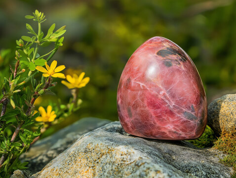 polished Rhodochrosite with striking pink and white banded patterns of of minerals like Rhodonite, rhodochrosite, or pink agate.