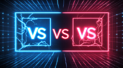 Cyber sport tournament logo with vibrant blue and pink colors, showcasing dynamic versus theme and electric energy