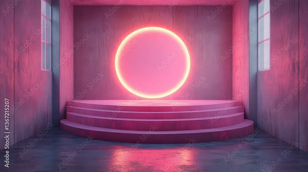 Poster abstract pink,gradient light background with studio backdrops blank display or clean room for showin