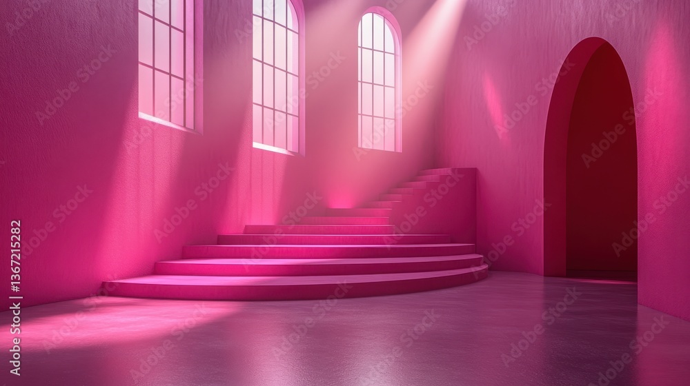 Poster abstract pink,gradient light background with studio backdrops blank display or clean room for showin