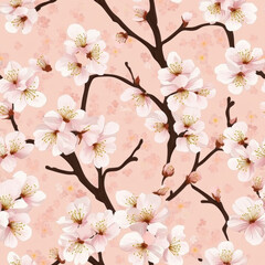 Pink Cherry Blossom Tree in Spring Blooming with Delicate Petals under a Clear Sky