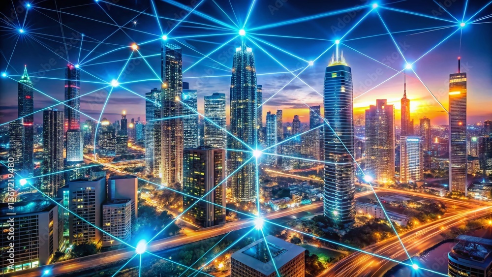 Aufkleber abstract global network: interconnected world architecture