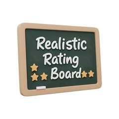 Obraz premium Realistic 3D Rating Board with Handwritten Text and Stars