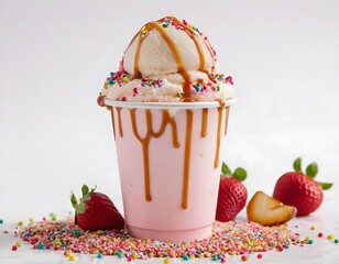 Sweet and Creamy Ice Cream Treat with Caramel Sauce