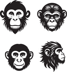 silhouette of clean vector of monkey face isolated