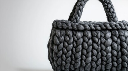 Knitted Gray Bag Close-up