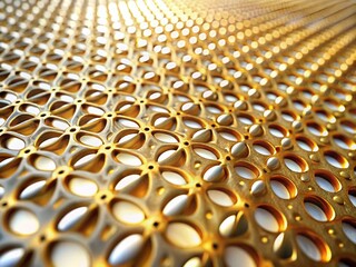 Obraz premium Abstract Gold & White Perforated 3D Surface - Tilt-Shift Miniature