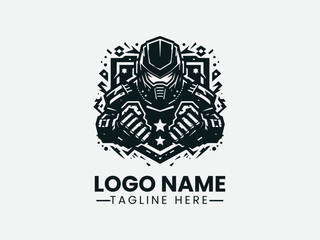 Angry Robot Vector Logo Design, Aggressive Robot Logo 