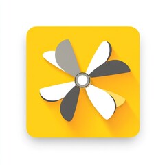 Colorful Fan Icon on Yellow Background