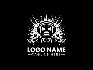 Angry Robot Vector Logo Design, Aggressive Robot Logo 