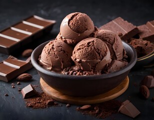 Decadent Dark Chocolate Ice Cream with Rich Chocolate Shavings