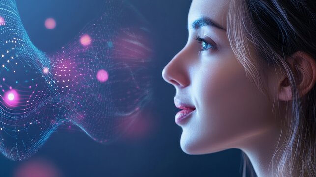 An AI powered speech therapy app, analyzing real-time speech patterns and providing personalized feedback to improve pronunciation and language skills, glowing therapy interface