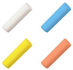 chalk in four colors isolated on white background 