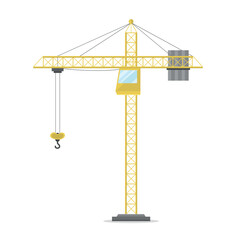 Construction crane icon on white background. Equipment for building construction.